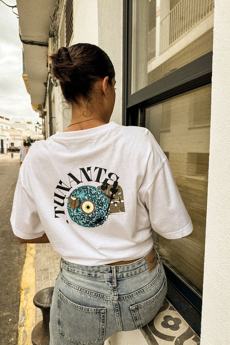 Camiseta Bolsillo Blanca y Verde