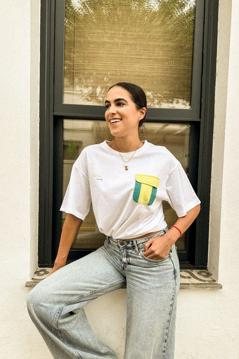 Camiseta Bolsillo Blanca y Verde - Imagen 2