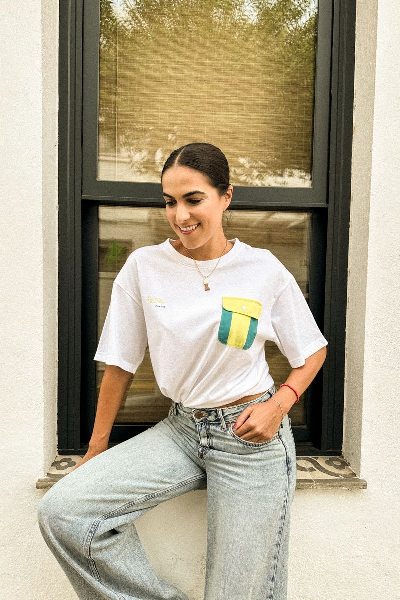 Camiseta Bolsillo Blanca y Verde - Imagen 3